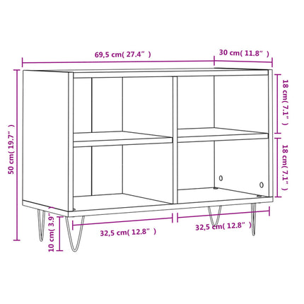 Tv-bänk svart 69,5x30x50 cm konstruerat trä