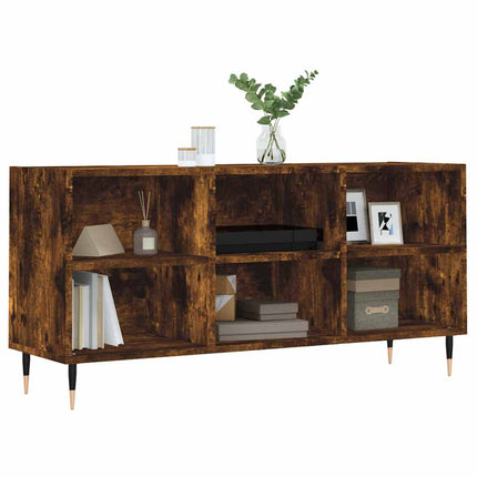 Tv-bänk rökfärgad ek 103,5x30x50 cm konstruerat trä