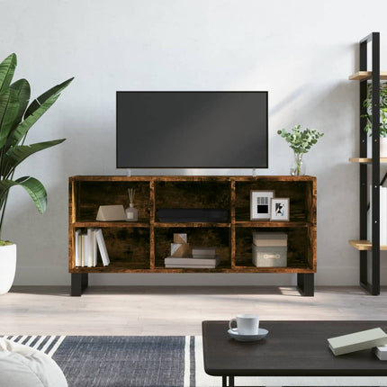 Tv-bänk rökfärgad ek 103,5x30x50 cm konstruerat trä
