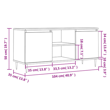 Tv-bänk vit 104x35x50 cm konstruerat trä