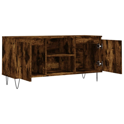 Tv-bänk rökfärgad ek 104x35x50 cm konstruerat trä