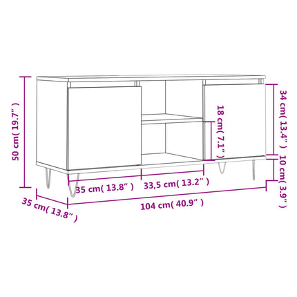 Tv-bänk rökfärgad ek 104x35x50 cm konstruerat trä