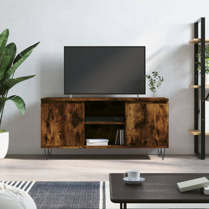 Tv-bänk rökfärgad ek 104x35x50 cm konstruerat trä