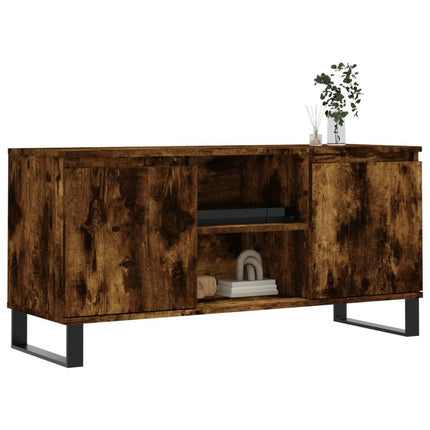 Tv-bänk rökfärgad ek 104x35x50 cm konstruerat trä
