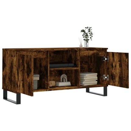 Tv-bänk rökfärgad ek 104x35x50 cm konstruerat trä