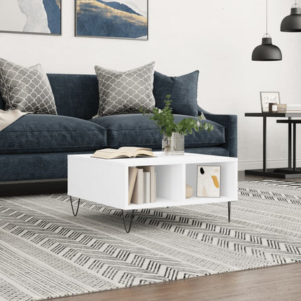 Soffbord vit 60x60x30 cm konstruerat trä
