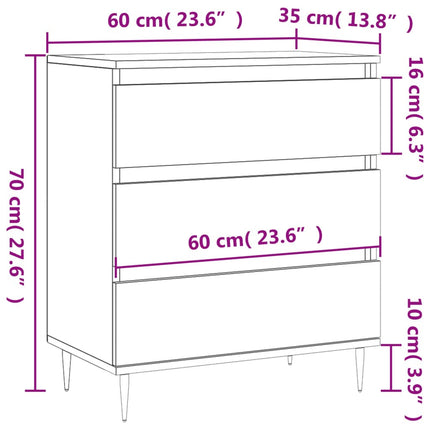 Byrå rökfärgad ek 60x35x70 cm konstruerat trä