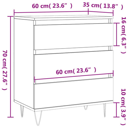 Byrå rökfärgad ek 60x35x70 cm konstruerat trä