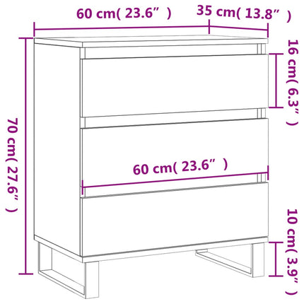 Byrå vit 60x35x70 cm konstruerat trä