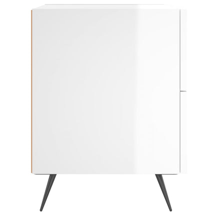 Sängbord vit högglans 40x35x47,5 cm konstruerat trä