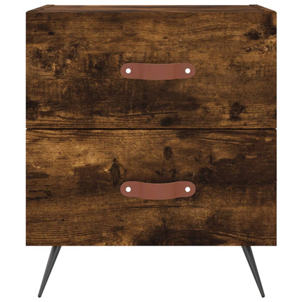 Sängbord rökfärgad ek 40x35x47,5 cm konstruerat trä