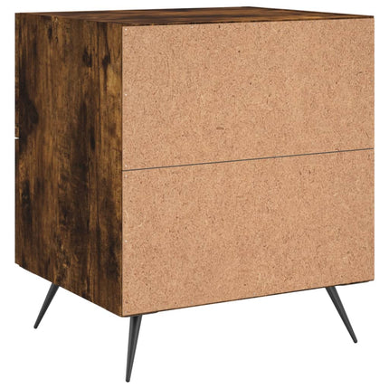 Sängbord rökfärgad ek 40x35x47,5 cm konstruerat trä