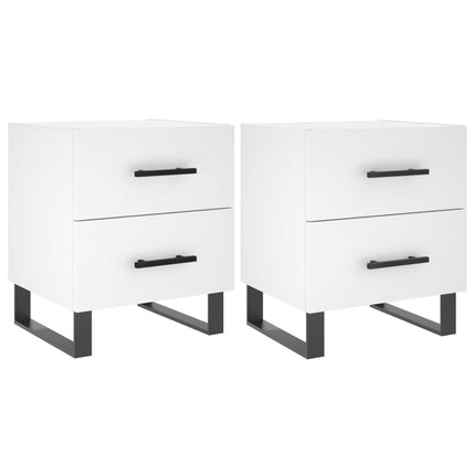 Sängbord 2 st vit 40x35x47,5 cm konstruerat trä