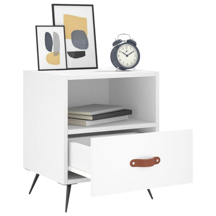Sängbord vit 40x35x47,5 cm konstruerat trä