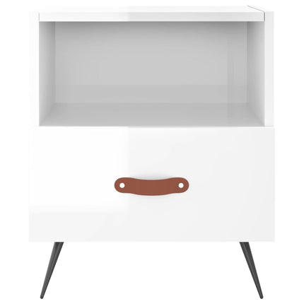 Sängbord 2 st vit högglans 40x35x47,5 cm konstruerat trä
