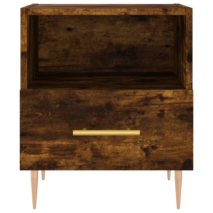 Sängbord rökfärgad ek 40x35x47,5 cm konstruerat trä