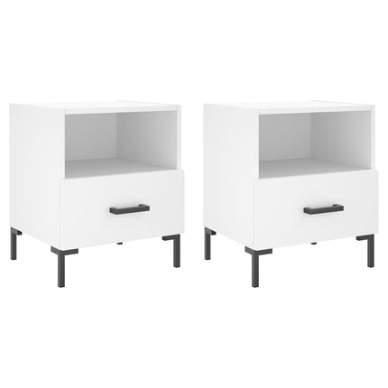 Sängbord 2 st vit 40x35x47,5 cm konstruerat trä
