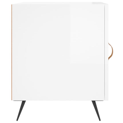 Sängbord vit högglans 40x40x50 cm konstruerat trä
