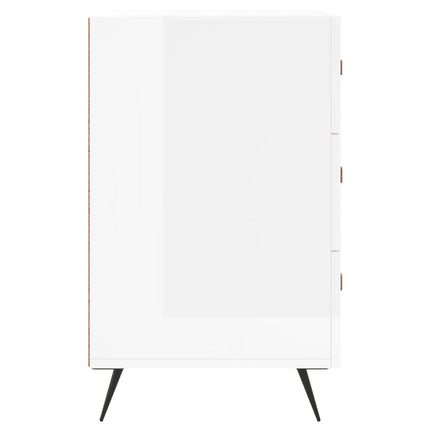 Sängbord vit högglans 40x40x66 cm konstruerat trä