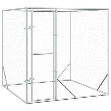 Hundgård för utomhusbruk silver 2x2x2 m galvaniserat stål
