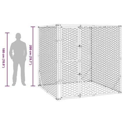 Hundgård för utomhusbruk silver 2x2x2 m galvaniserat stål