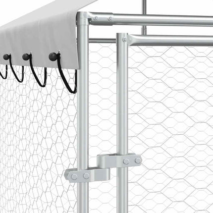 Hundgård med tak silver 2x2x2,5 m galvaniserat stål