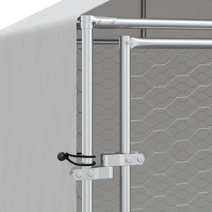 Hundgård med tak silver 2x2x2,5 m galvaniserat stål