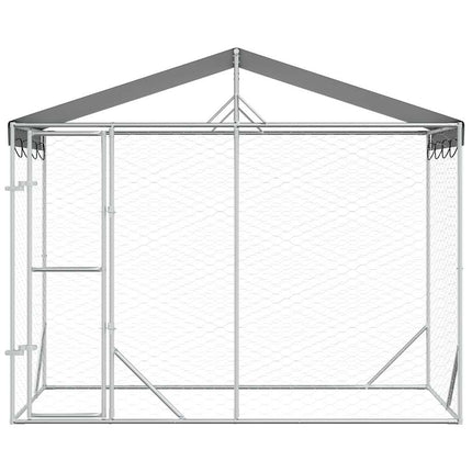 Hundgård med tak silver 3x1,5x2,5 m galvaniserat stål