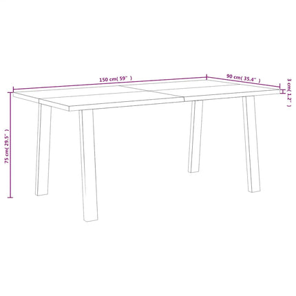 Matbord 150X90X75 Cm Massivt Akaciaträ