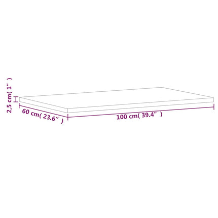 Bordsskiva 100x60x2,5 cm rektangulär massivt bokträ