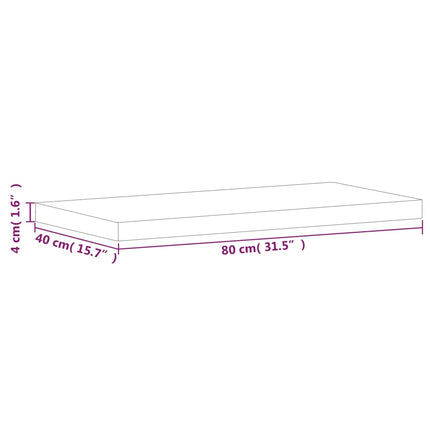 Bordsskiva 80x40x4 cm rektangulär massivt bokträ