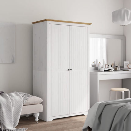 Klädskåp BODO vit och brun 99x53,5x173 cm massiv furu