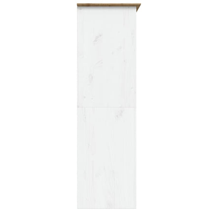 Klädskåp BODO vit och brun 146x53,5x173 cm massiv furu