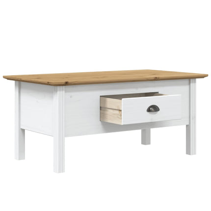 Soffbord BODO vit och brun 100x55x46 cm massiv furu