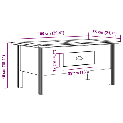 Soffbord BODO vit och brun 100x55x46 cm massiv furu