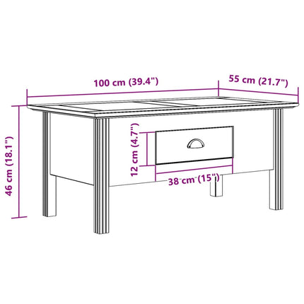 Soffbord BODO grå 100x55x46 cm massiv furu