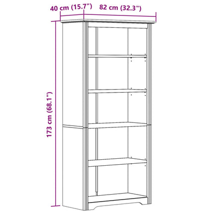 Bokhylla BODO vit 82x40x173 cm massiv furu 5 hyllplan