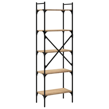 Bokhylla 5 hyllplan sonoma-ek 56x31,5x174 cm konstruerat trä