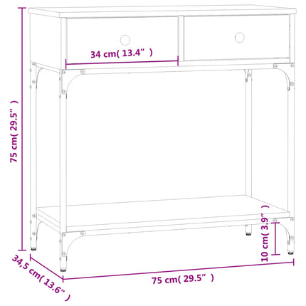 Avlastningsbord rökfärgad ek 75x34,5x75 cm konstruerat trä