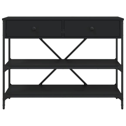 Konsolbord med lådor och hyllor svart konstruerat trä