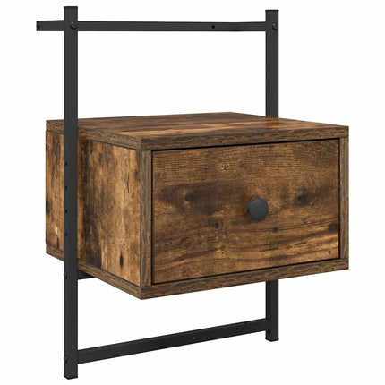 Sängbord väggmonterat rökfärgad ek 35x30x51 cm konstruerat trä