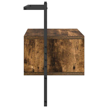 Sängbord väggmonterat 2 st rökig ek 35x30x51 cm konstruerat trä