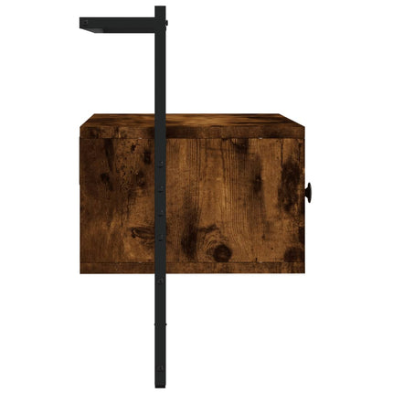 Väggmonterad tv-bänk rökfärgad ek 60,5x30x51 cm konstruerat trä