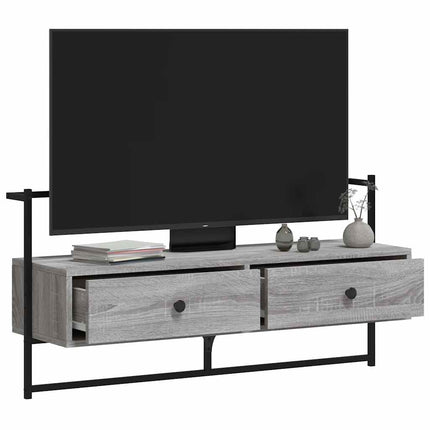 Väggmonterad tv-bänk grå sonoma 100,5x30x51 cm konstruerat trä