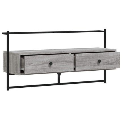 Väggmonterad tv-bänk grå sonoma 100,5x30x51 cm konstruerat trä