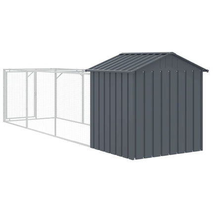 Hundkoja med tak antracit 117x405x123 cm galvaniserat stål