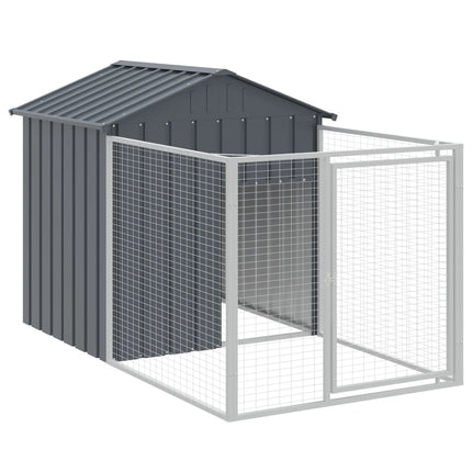 Hundkoja med tak antracit 117x405x123 cm galvaniserat stål