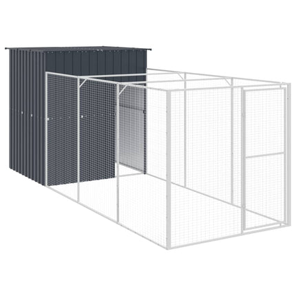 Hundkoja med gård antracit 165x455x181 cm galvaniserat stål