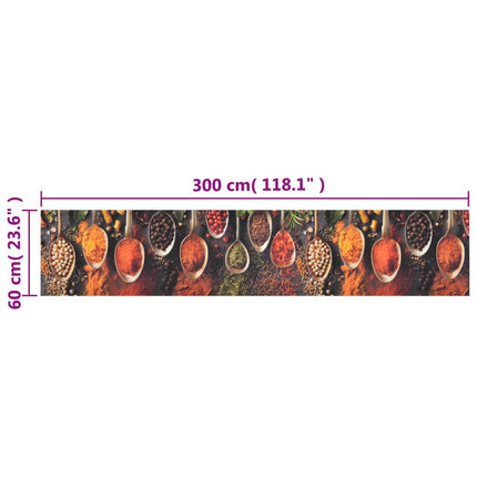Köksmatta maskintvättbar sked & kryddor 60x300 cm sammet