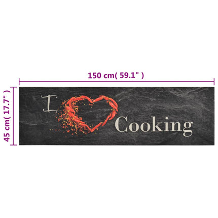 Köksmatta maskintvättbar cooking svart 45x150 cm sammet
